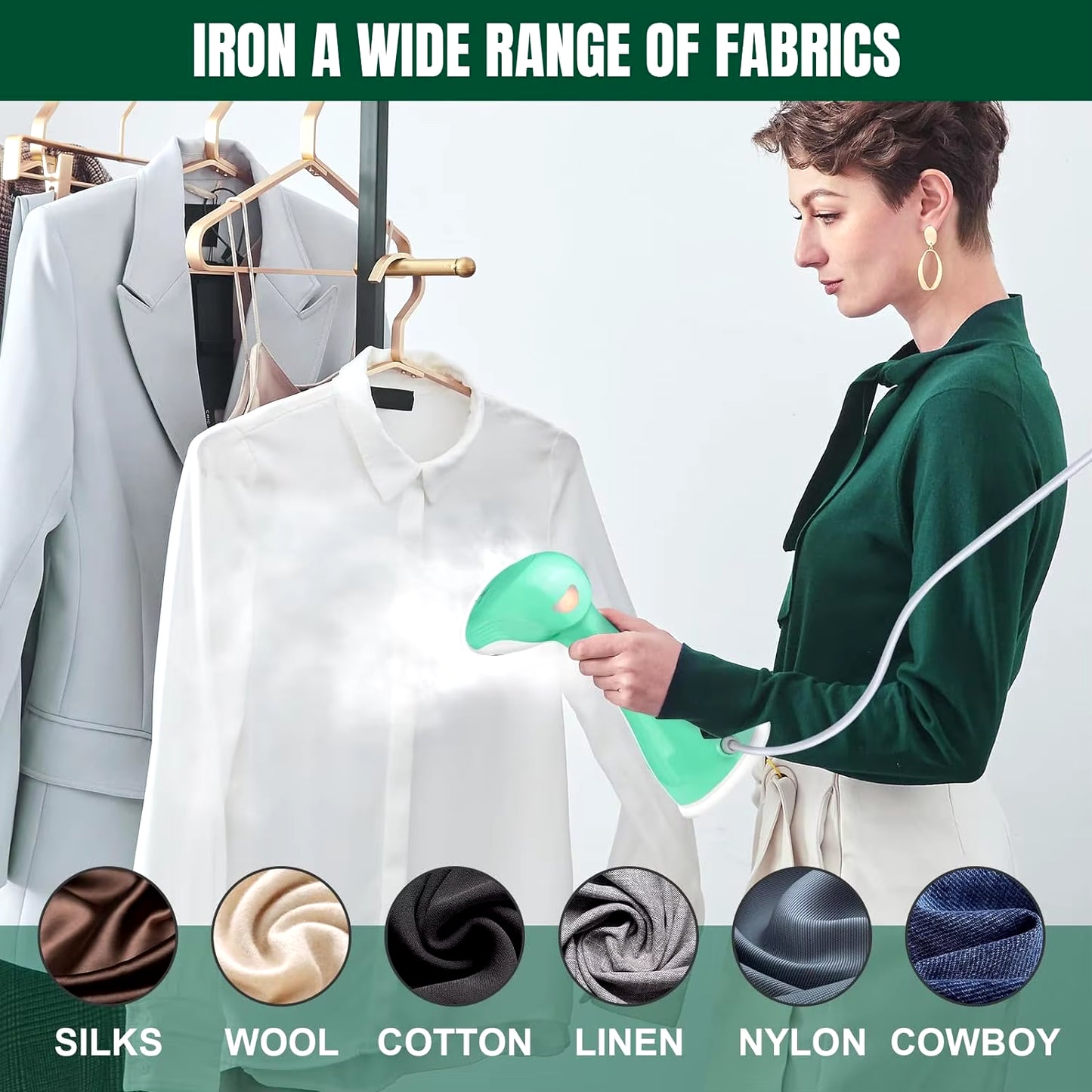 Handheld Clothes Steamer, Rapid Wrinkle Removal