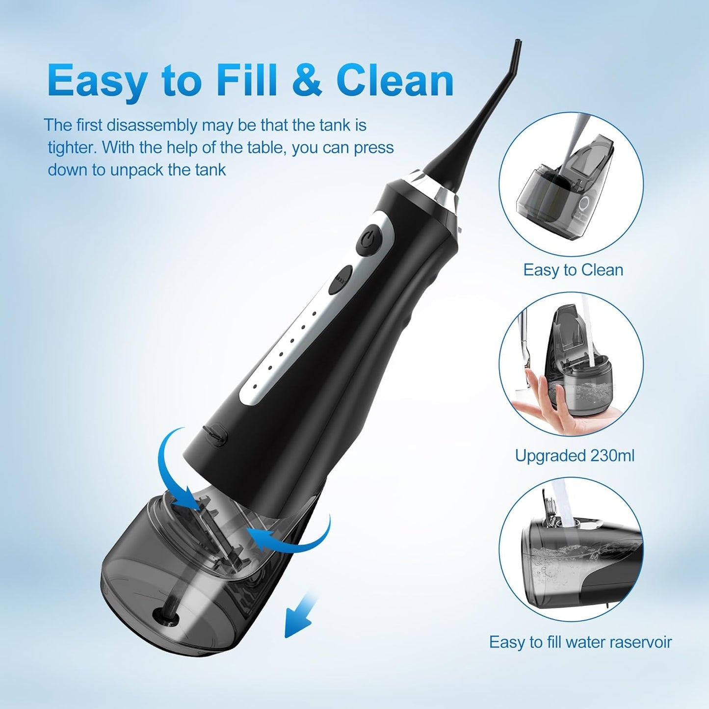 Oral Dental Water Flosser 8 Nozzles 5 Modes 270Ml Tank