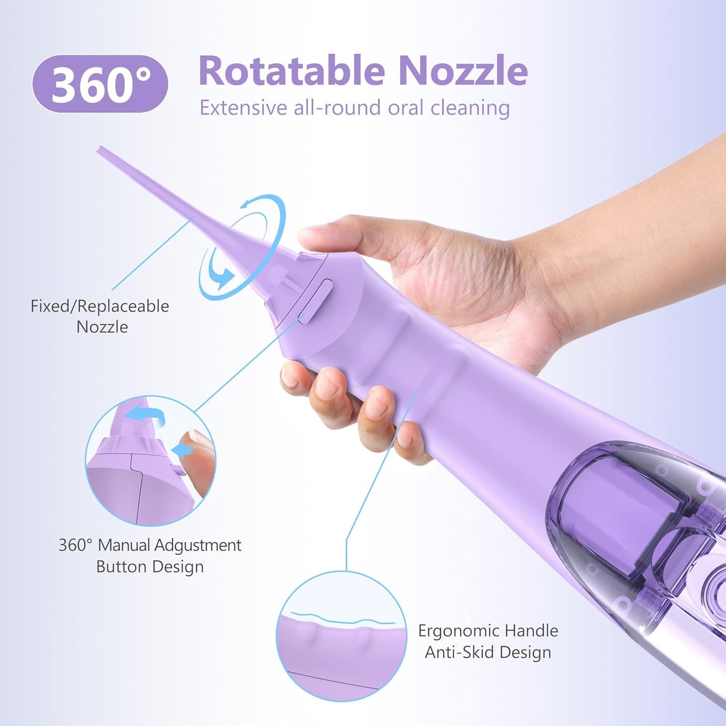 Oral Dental Water Flosser 8 Nozzles 5 Modes 270Ml Tank