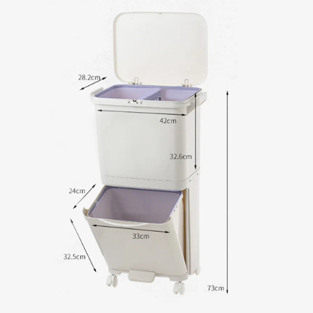38L Double Compartment Waste Bin for Kitchen