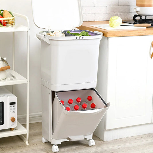 38L Double Compartment Waste Bin for Kitchen